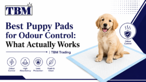 Puppy training pad in a clean, fresh-smelling living room setting